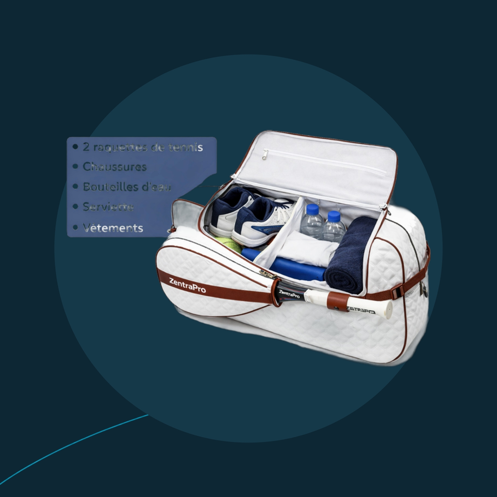 Sac de tennis mixte ZentraPro blanc, autre vue