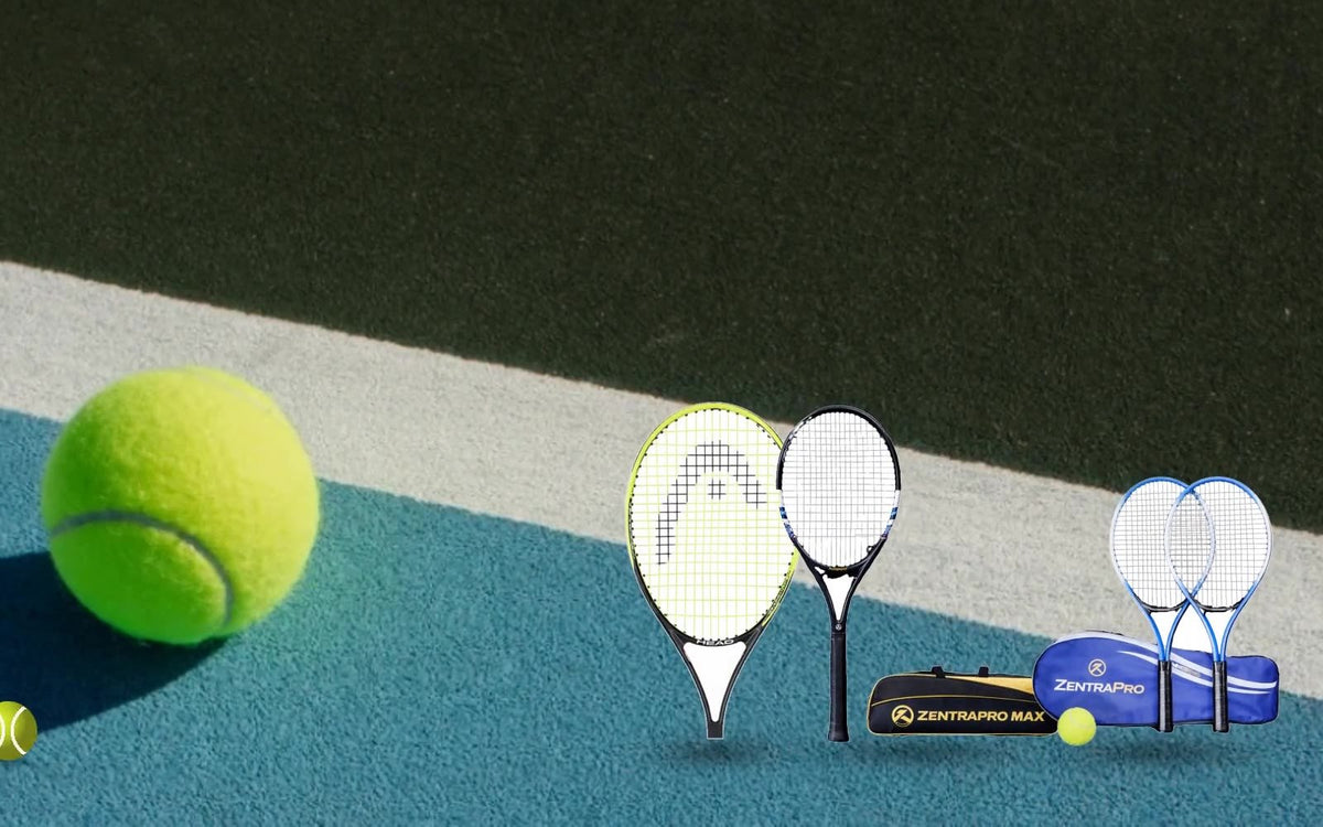 Raquettes de tennis adulte HEAD et Zentra sur un court